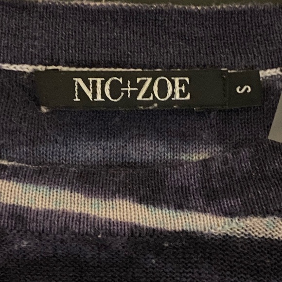 NIC+ZOE Women's Long Sleeve 3/4 Striped Top - Black and Multicolor Size S - Picture 2 of 9